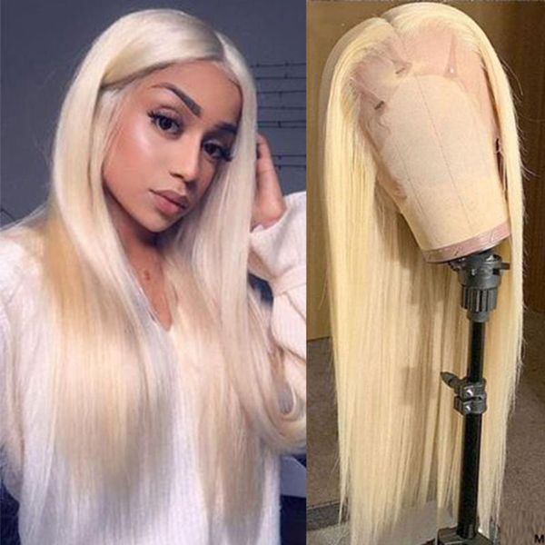 Lace Wigs 13x4 Front Séduisant Vierge Cheveux Humains Pour Femme Gris Clair Blanc Blonde