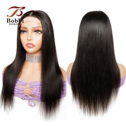 Kantpruiken 13x4 kanten voorpruik voor vrouwen menselijk haarpruiken recht 1220 inch vooraf geplukte transparante kant korte stijl natuurlijke kleur bobbi 230320