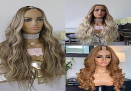 Kanten Pruiken 200 Dichtheid Menselijk Haar Machine Gemaakt Half Voor Vrouwen Blond Ombre Hoogtepunt U Deel Remy Peruvian92942207894735