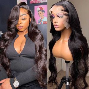 Kantpruiken 30 inch Body Wave Front Wig HD 13x4 Frontaal menselijk haar voor zwarte vrouwen Braziliaanse voorgeplukte losse diepe 221212