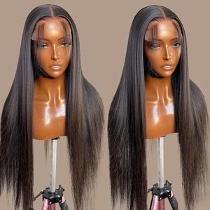 Lace Wigs 360 13x6 rechte kant frontale mens haar pruiken Braziliaans bot recht 30 40 inch 4x4 transparante kanten sluiting pruik voor vrouwen 230225