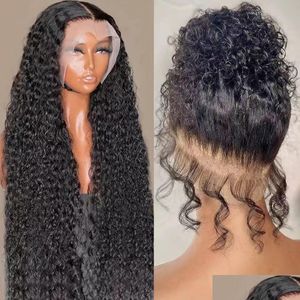 Lace Wigs 40 Inch Krullend 13X4 Front Menselijk Haar Pruik Braziliaanse Voor Vrouwen Diepe Golf 13X6 Hd frontale Pre Geplukt Drop Levering Producten Dhfdv