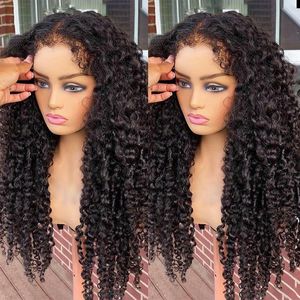 Perruques en dentelle 4c Pincy Curly Baby Front Wig Wig Deep Water Wave 13x6 HD Frontal Human Hairlesless 30 34 pouces pour les femmes