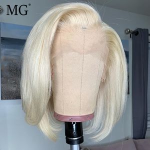 Lace Wigs 613 Blonde 13X4 Front Menselijk Haar Rechte Bob Indian Remy Kort Voor Vrouwen 230609