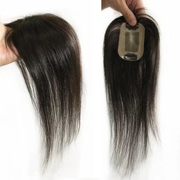 Pelucas de encaje 7x10 Base mono recta atada a mano con clips en el cabello Toupee 12 pulgadas Peluca de cabello humano Topper para mujeres 231215