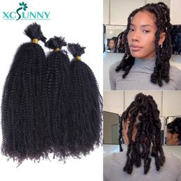 Pelucas de encaje Afro Kinky Curly Birmano Cabello humano a granel para trenzar Sin trama Cabello trenzado a granel Extremos completos Paquetes de cabello dibujado doble 230901