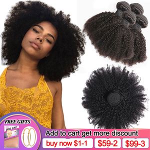 Lace Wigs Afro kinky krullend menselijk haar bundels Brazlian Tissage Humain Hair Natural Fluffy American African Weaving Cheveux Humain op bulk 230822