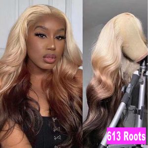 Lace Wigs AIMEYA Ombre Kleur Front Pruik voor Vrouwen Zijdeachtige Lange Body Wave Synthetisch Haar Lijmloze Dagelijks Gebruik Mode 230803