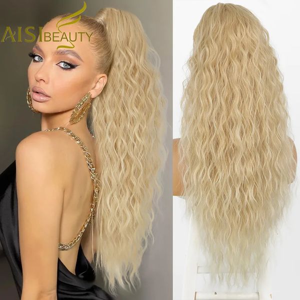 Perruques en dentelle AISI BEAUTY Synthétique Longue Queue Ondulée pour Femmes Blonde Noir Rouge Cordon queue Clip-In Cheveux 231012