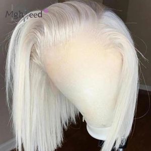Lace Wigs Ash White Blonde Human Ftontal European Hair Hd Transparent Virgin Preplucked HairlineLaceLace