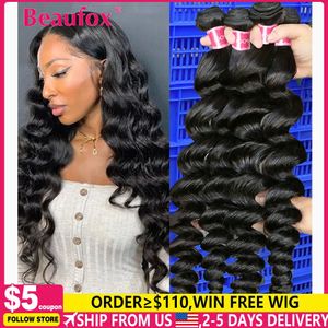 Lace Wigs Beau 32 inch Human Hair Bundels Loose Wave Bundels Indian Hair Weave Bundels 1/3/4 PCS Human Hair Natural Black 231010