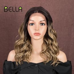 Perruques en dentelle Bella Bob synthétique Bob courts courts coiffure 20 pouces ombre blonde reftents colorés pour les femmes cosplay 220919