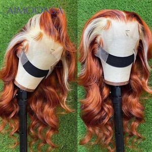 Lace Wigs Blonde 613 Frontal Wig Hd Transparent Ginger Front Full Color Human Hair Highlight Deep Wave Orange