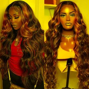 Lace Wigs Body Wave Front Wig Braziliaans gekleurd menselijk haar voor vrouwen Honing Blond Hoogtepunt 30 inch Full HD Glueless pruikenlace