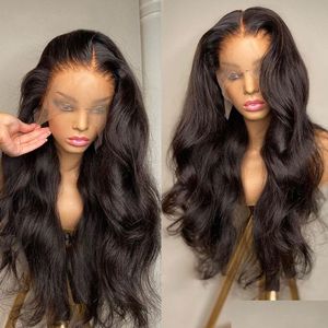 Lace Wigs Body Wave Human Hair 4x4 5x5 13x4 Transparante pruik voor zwarte vrouwen 30 32 34 36 38 40 inch voorgeplukte natuurlijke haarlijndruppel d otluf