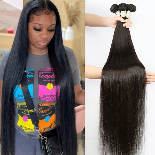 Perruques en dentelle Bone Straight 28 30 32 pouces Remy Cheveux brésiliens Weave Bundles de cheveux humains Naturel Raw Virgin Human Hair 3 4 Bundles 230403