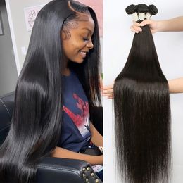 Lace Wigs Bone Straight Human Hair Bundels Brazilian Weave Remy Raw 1 3 4 Virgin Inslag 30 32 inch 230630