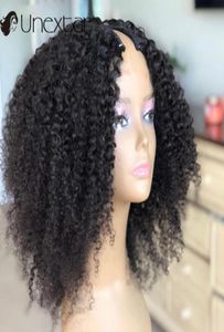 Kanten Pruiken Braziliaanse Afro Kinky Krullend U-deel Pruik Remy Menselijk Haar Voor Vrouwen 180 Lijmloze Bob41271102486659