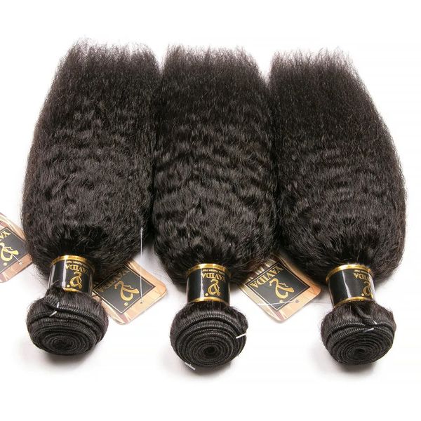 Perruques en dentelle Bundles brésiliens Kinky Droite Cheveux Humains 8a Original Yaki En Vente Couleur Naturelle Épaisse 231006