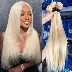 Lace Wigs Bundel rambut manusia pirang 30 32 inci 613 bundel lurus ekstensi jalinan Remy Brasil voor wanita dapat dicelup 230905