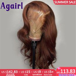 Lace Wigs Chocolate Brown 13x6 13X4 Lace Frontal Wig 30 32Inch Lace Front Body Wave Human Hair Wigs Ginger 5X5 Vetersluiting Pruiken voor vrouwen 230616