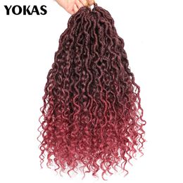 Perruques en dentelle Crochet Tresses Cheveux Passion Twist Synthétique Rivière Déesse Tressage Ombre Brun 18 pouces Faux Locs Avec Bouclés YOKAS 230821