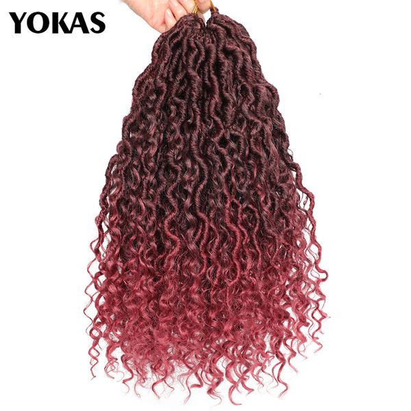 Perruques en dentelle Crochet Tresses Cheveux Passion Twist Synthétique Rivière Déesse Tressage Ombre Brun 18 pouces Faux Locs Avec Bouclés YOKAS 230821