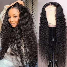 Lace Wigs Deep Wave Front Wig Human Hair 13x4 vooraf geplukte 4x4 krullende sluiting voor zwarte vrouwen Remy Vrvoguelacelace