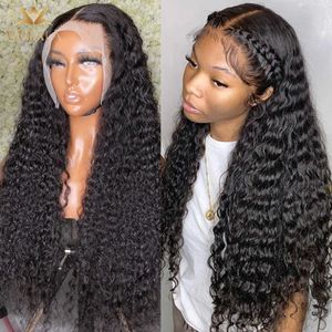 Lace Wigs Deep Wave Frontal Curly Full Human Hair pour les femmes 30 pouces 13x4 Hd Transparent 13x6 Water 360 221212