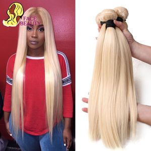 Lace Wigs facebeauty 613 Blonde 134 Braziliaanse bundel recht weven Remy Human Hair Inweft 26 28 30 32 34 36 38 40 inch 230808