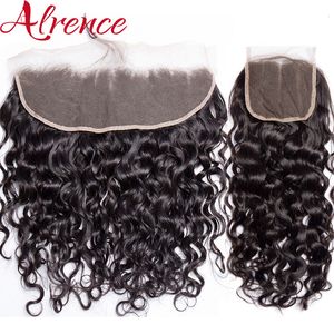 Lace Wigs Frontale Alleen 13x4 Water Wave Sluiting Echt Haar Braziliaanse Diepe HD Transparante Voorkant 230807