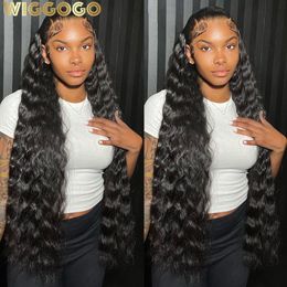 Lace Wigs Gogo 40 inch Human Hair 13x4 Deep Wave Frontal 13x6 Curly HD Front Braziliaans water 5x5 Sluiting 230505
