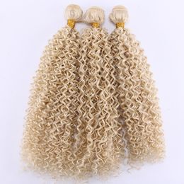 Pelucas de encaje Bultos de cabello 100 GramPiece Brazilian Afro Kinky Curly Weave Bundles Color 613 High Temperature Synthetic s para mujeres 230629