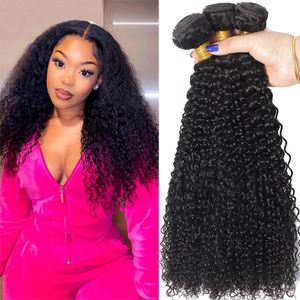Lace Wigs Hair Bulks Indian Afro Kinky Curly Bundels 134PCS Human s Onverwerkte Virgin 100 Weave Jerry Curl 230629