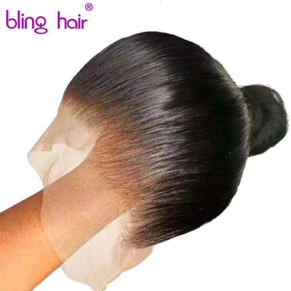 Perruques en dentelle HD Transparent 360 perruques de dentelle complète pour les femmes cheveux humains droites 13x4 perruques avant de dentelle pré-cueillies cheveux brésiliens Remy cheveux Bling 230320