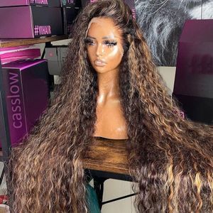 Lace Wigs Hoogtepunt Pruik Echt Haar 13x4 Krullend Pruik Honing Blonde Lace Front Pruiken Voor Zwarte Vrouwen 30 Inch Ombre Gekleurde Diepe Golf Frontale Pruik 230616