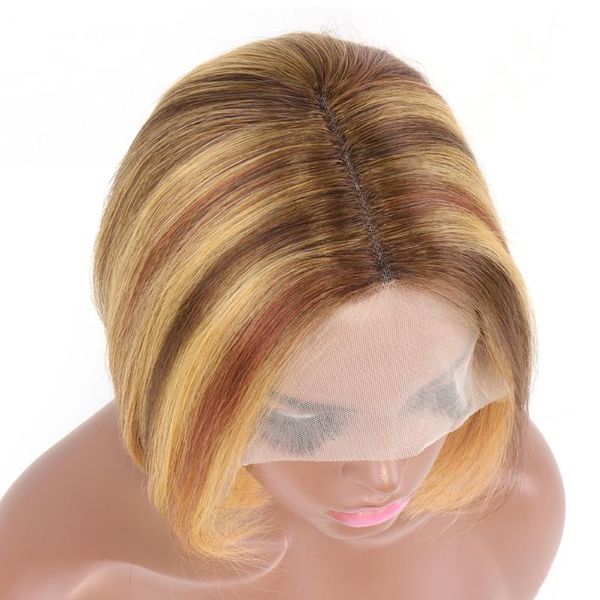 Lace Wigs Highlight Perruque Cheveux Humains Bob T Partie Droite Brésilienne 4/27/30 Ombre Courte Colorée WigsLace