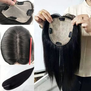 Pelucas de encaje Topper de cabello humano con 4 clips en seda Top Skin Base Virgin European Hair Toupee para mujeres blancas Postizo 231215