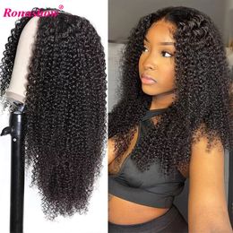 Lace Wigs Kinky Curly Human Hair Glueless U V Part No Leave Out Glue For Women 230417