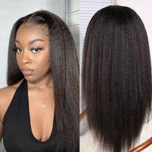 Lace Wigs Kinky Straight Human Hair For Women Front Front Transparent 230617