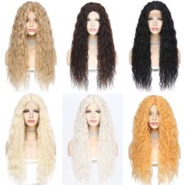 Pelucas de encaje Lvcheryl Lacefront T Part Blonde Long Afro Kinky Curly Peluca de pelo para mujeres negras blancas Fiesta diaria Cosplay Regalo 230609