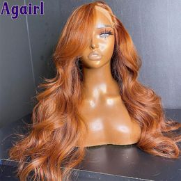 Lace Wigs Mix Gember En Koper Bruin 13X6 Front Body Wave Recht Menselijk Haar Ombre Oranje Transparant Frontale 230609