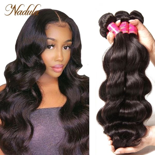 Pelucas de encaje Nadula Hair Brazilian Body Wave Human Weaves 3PCS 4PCS Bundles Remy 8 30inch Color natural 230505