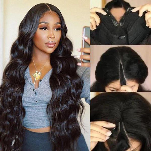 Pelucas de encaje Peluca de cabello humano para mujeres negras Onda del cuerpo peruano Sin dejar de lado Actualización frontal sin pegamento U DespacitoLace