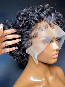 Lace Wigs Pixie Cut Perruque Cheveux Humains 13x1 Frontal Court Bob Pour Les Femmes Noires Avant 230629