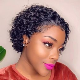 Lace Wigs Pixie Cut Wig Short Curly Lace Front Human Hair Wigs for Black Women Brazilian Water Wave Bob Wig 13x1 Transparent Lace Wigs 230629