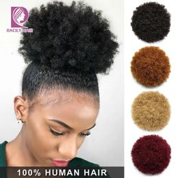 Kanten pruiken Racily haar Afro Bladerdeeg Trekkoord Paardenstaart Echt haar Braziliaans Kort Krullend Trekkoord Paardenstaart Afro Bladerdeeg Broodje Chignon Accessoires 231012