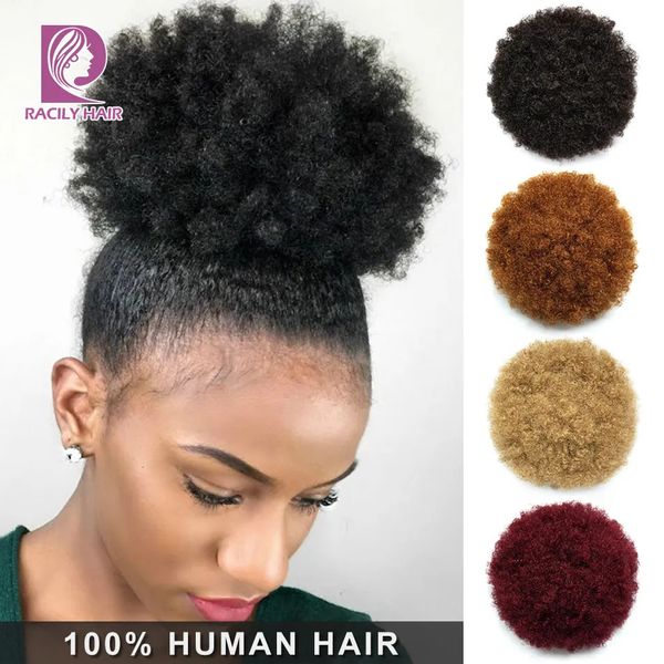 Perruques en dentelle Racily cheveux Afro Puff cordon queue de cheval cheveux humains brésilien court bouclé cordon queue de cheval Afro Puff Bun Chignon accessoires 231012