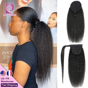 Perruques en dentelle Raclement cheveux brésiliens Afro Taille droite pneosique Remy enveloppe autour de la queue à cramps ombre Human Hair Tail 230817