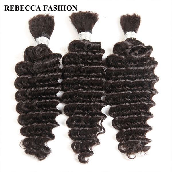 Pelucas de encaje Rebecca 3 Bundles Human Tracking Hair Bulk para Remy Indian Deep Wave 230815